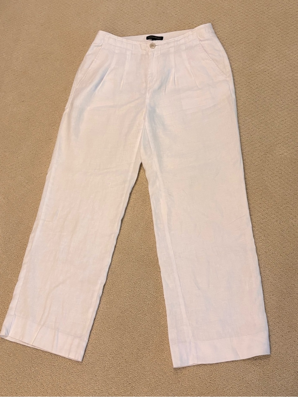 Banana Republic White Wide-Leg Linen Trousers